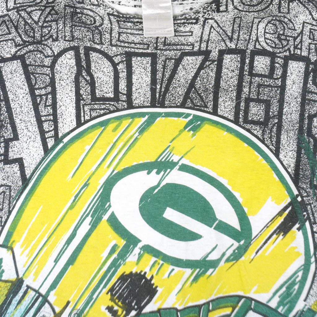 NFL (Magic Johnson T's) - Green Bay Packers All Over Print T-Shirt 1990s X-Large Vintage Retro Football