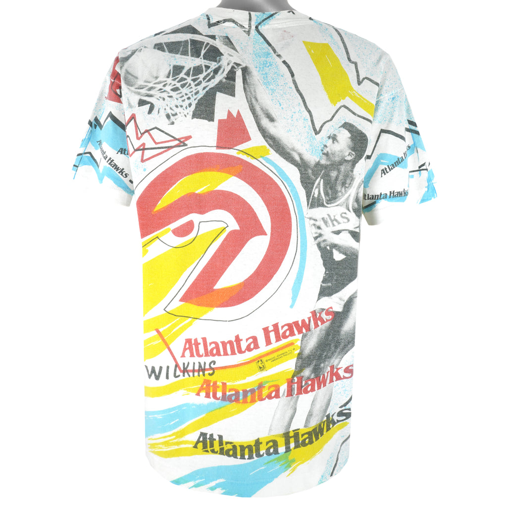 NBA (Magic Johnson T's) - Atlanta Hawks All Over Print T-Shirt 1990s X-Large Vintage Retro Basketball