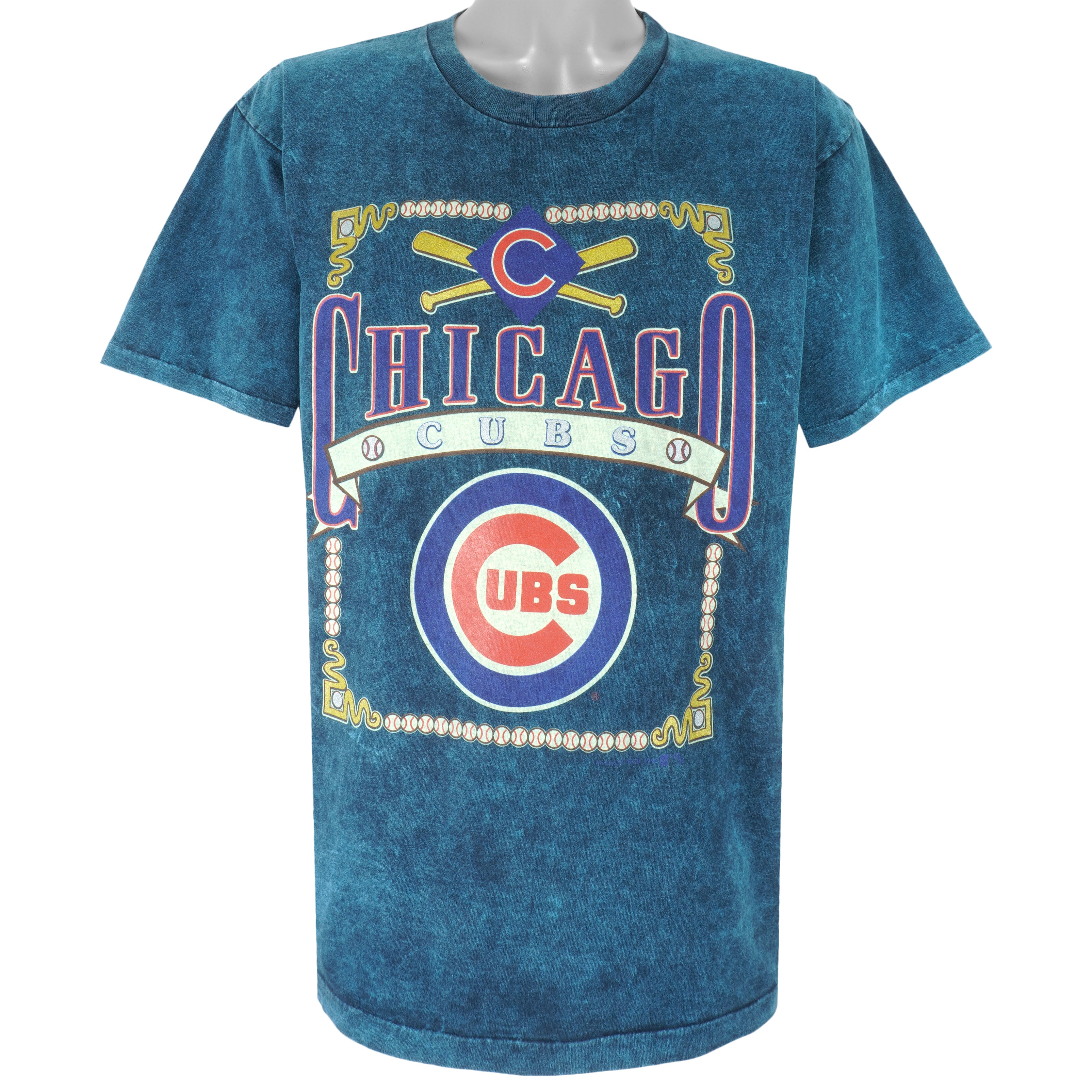 MLB (Nutmeg) -  Chicago Cubs Tie Dye T-Shirt 1990s Large Vintage Retro Baseball