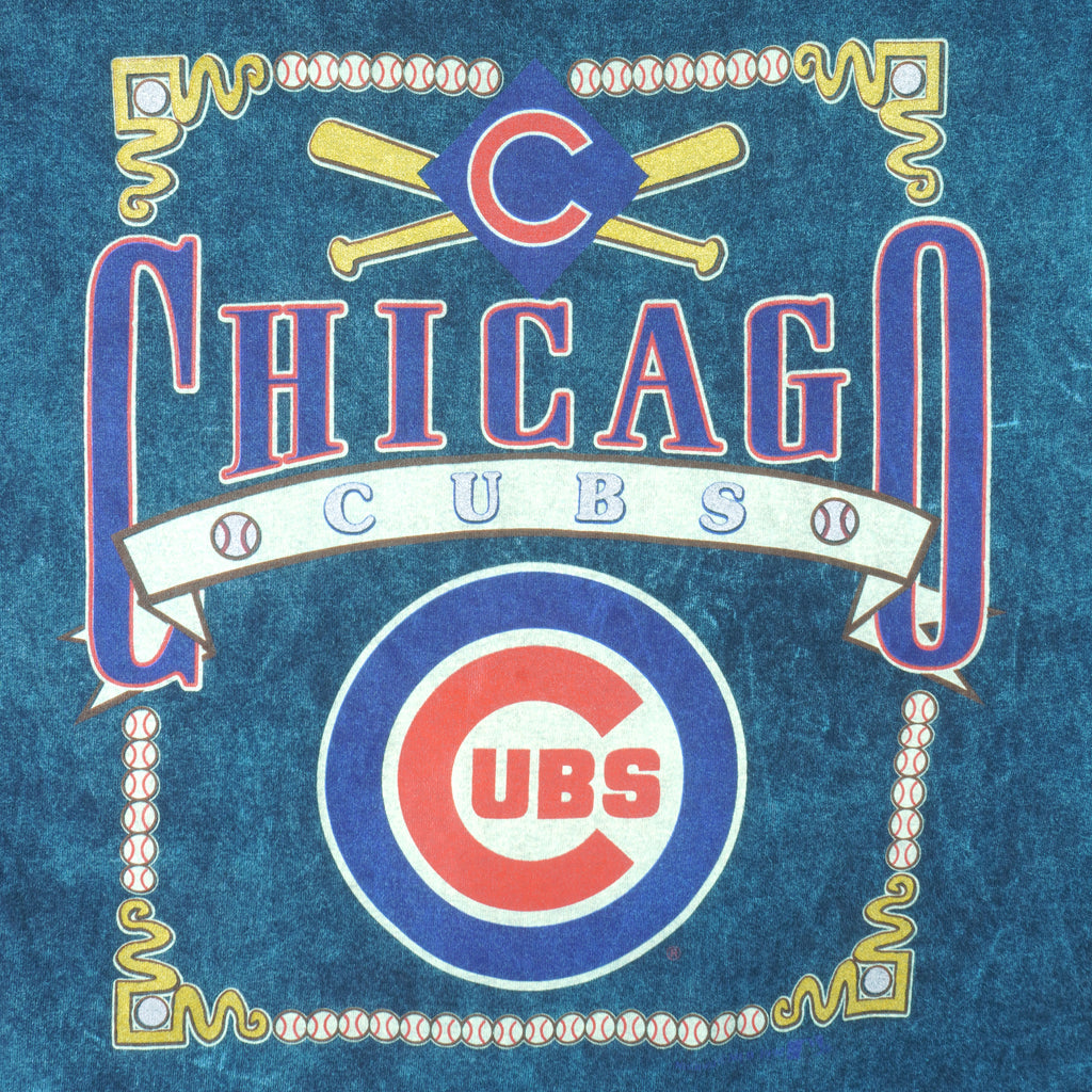 MLB (Nutmeg) -  Chicago Cubs Tie Dye T-Shirt 1990s Large Vintage Retro Baseball
