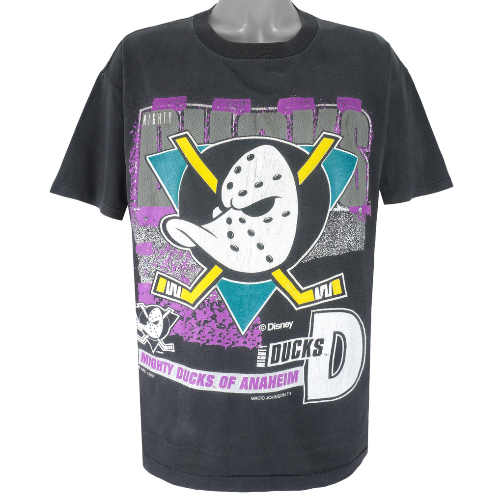 NHL (Magic Johnson T's) - Anaheim Mighty Ducks Big Logo T-Shirt 1993 Large Vintage Retro Hockey