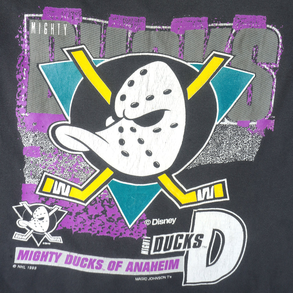NHL (Magic Johnson T's) - Anaheim Mighty Ducks Big Logo T-Shirt 1993 Large Vintage Retro Hockey