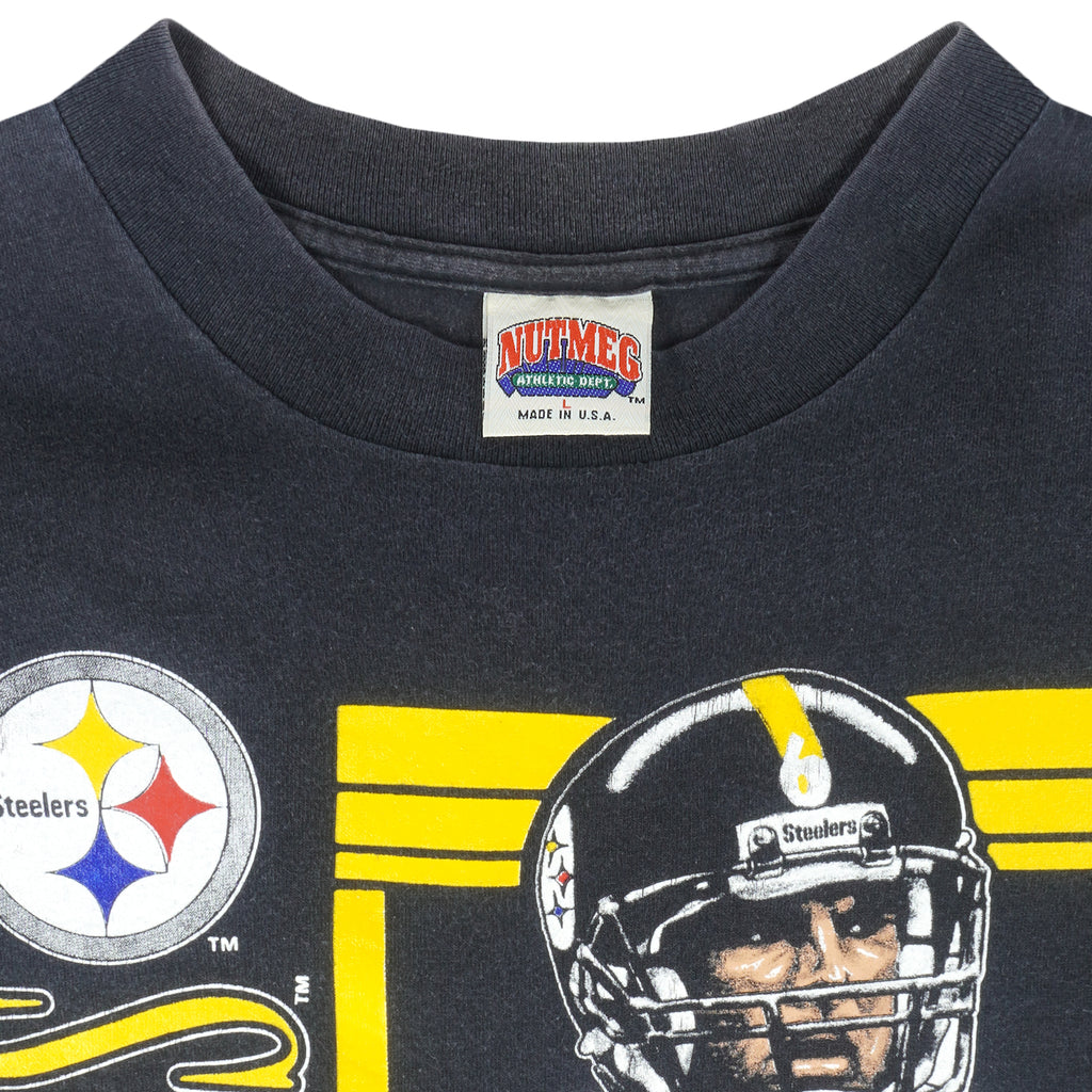 NFL (Nutmeg) - Pittsburgh Steelers Bubby Brister T-Shirt 1990s Large Vintage Retro Football