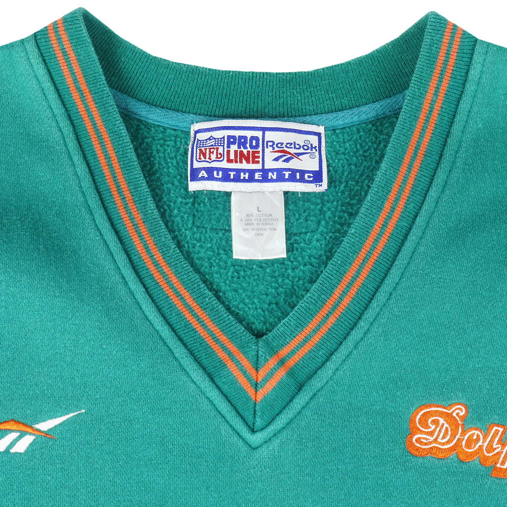 Reebok - Miami Dolphins Embroidered Vest Shirt 1990s Large Vintage Retro Football
