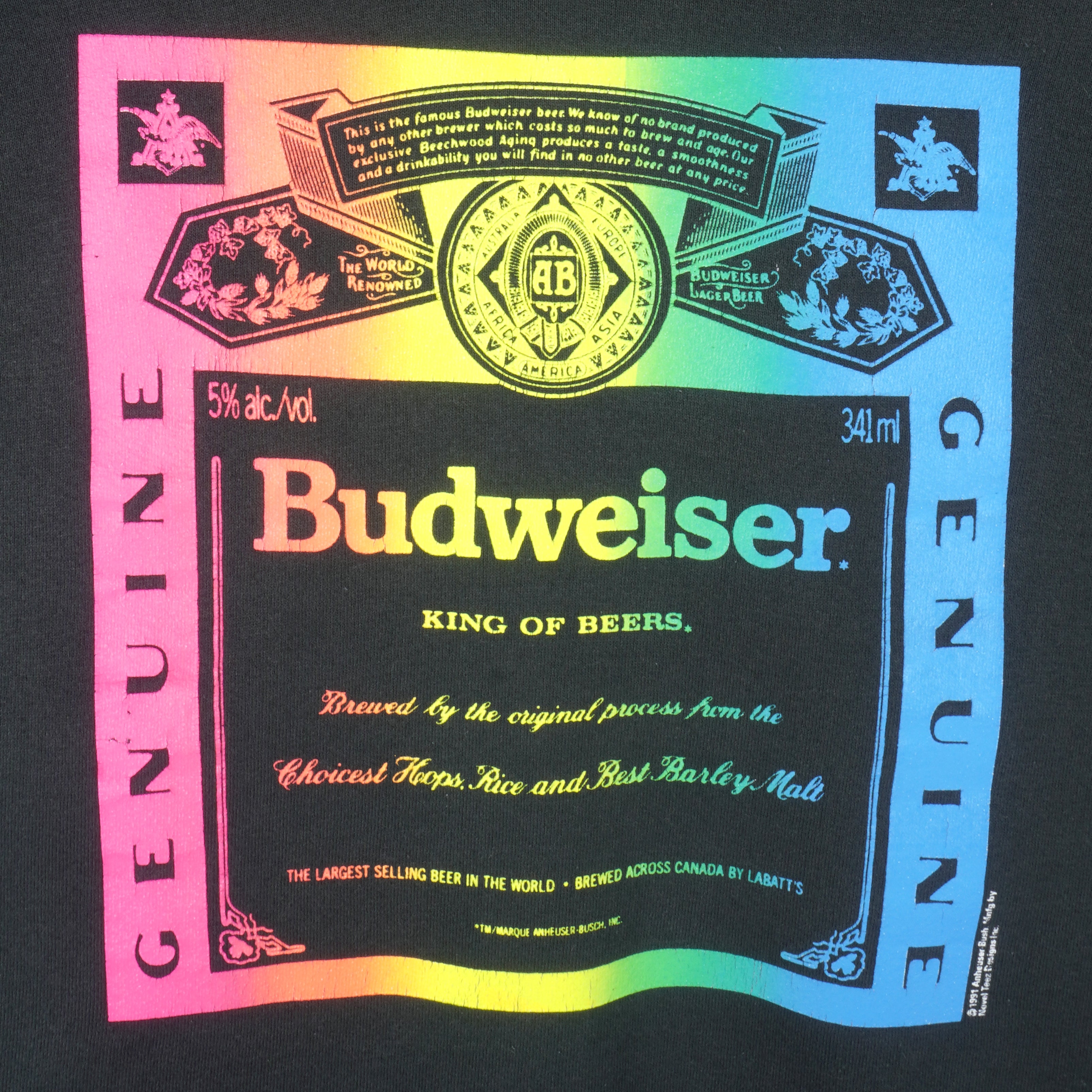 Budweiser - King Of Beers Crew Neck Sweatshirt 1990s Large Vintage Retro