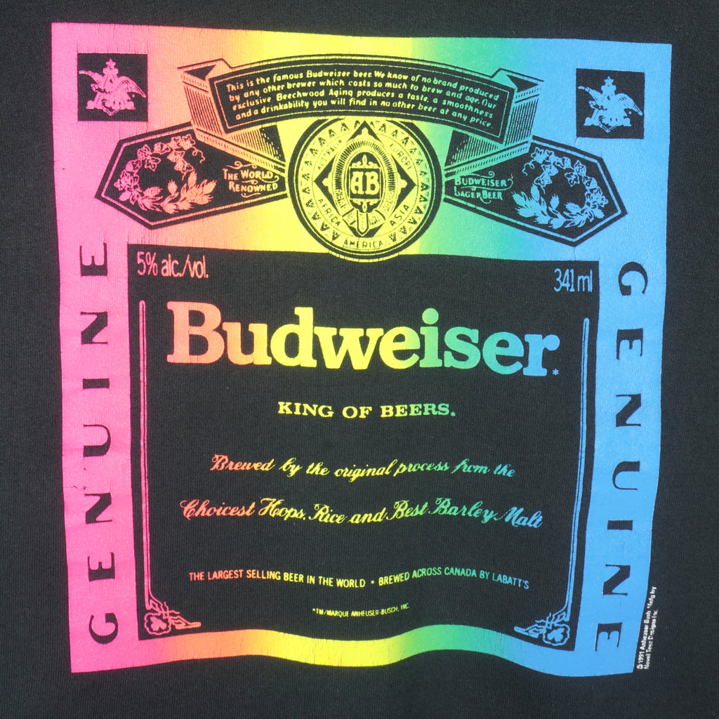 Budweiser - King Of Beers Crew Neck Sweatshirt 1990s Large Vintage Retro