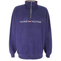 Tommy Hilfiger - Blue Embroidered Crew Neck Sweatshirt 1990s Large Vintage Retro