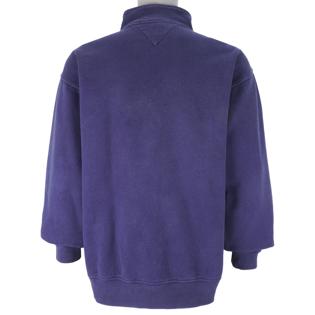 Tommy Hilfiger - Blue Embroidered Crew Neck Sweatshirt 1990s Large Vintage Retro