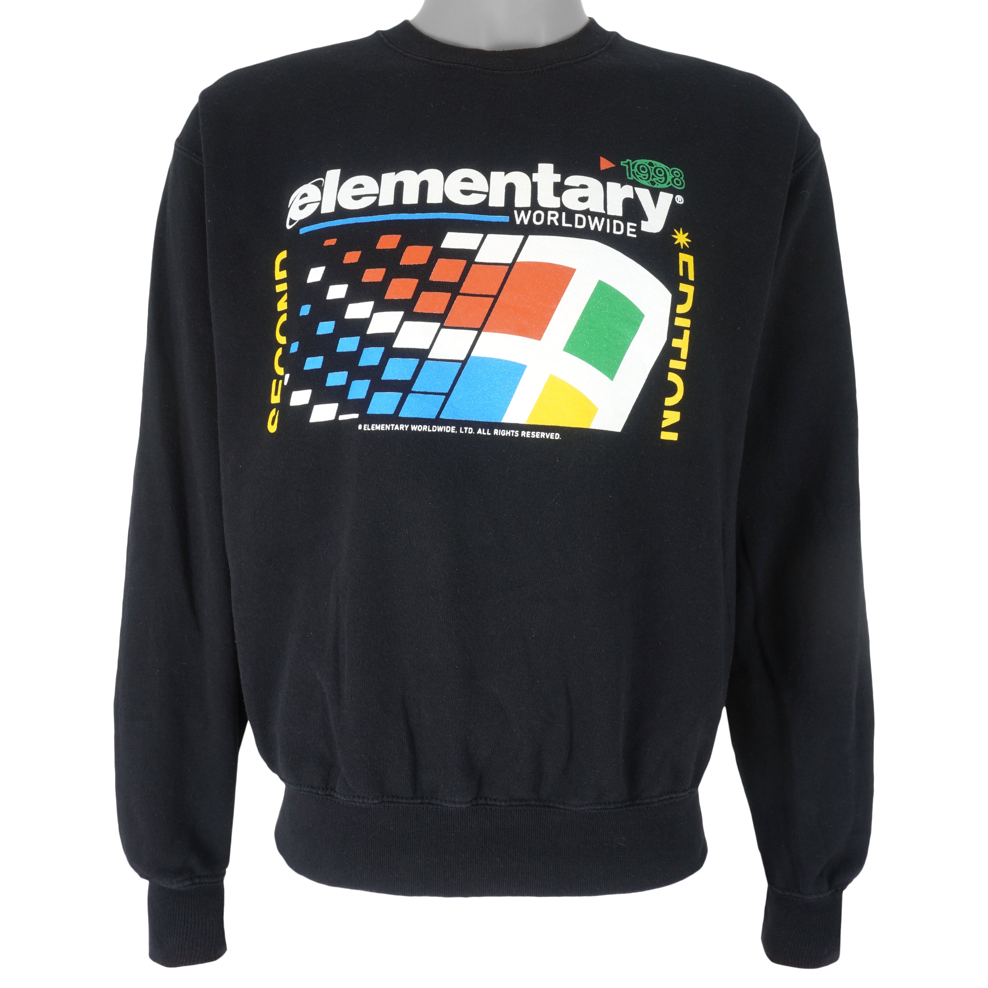 Vintage -  Microsoft Windows Elementary Crew Neck Sweatshirt 1998 Medium Vintage Retro