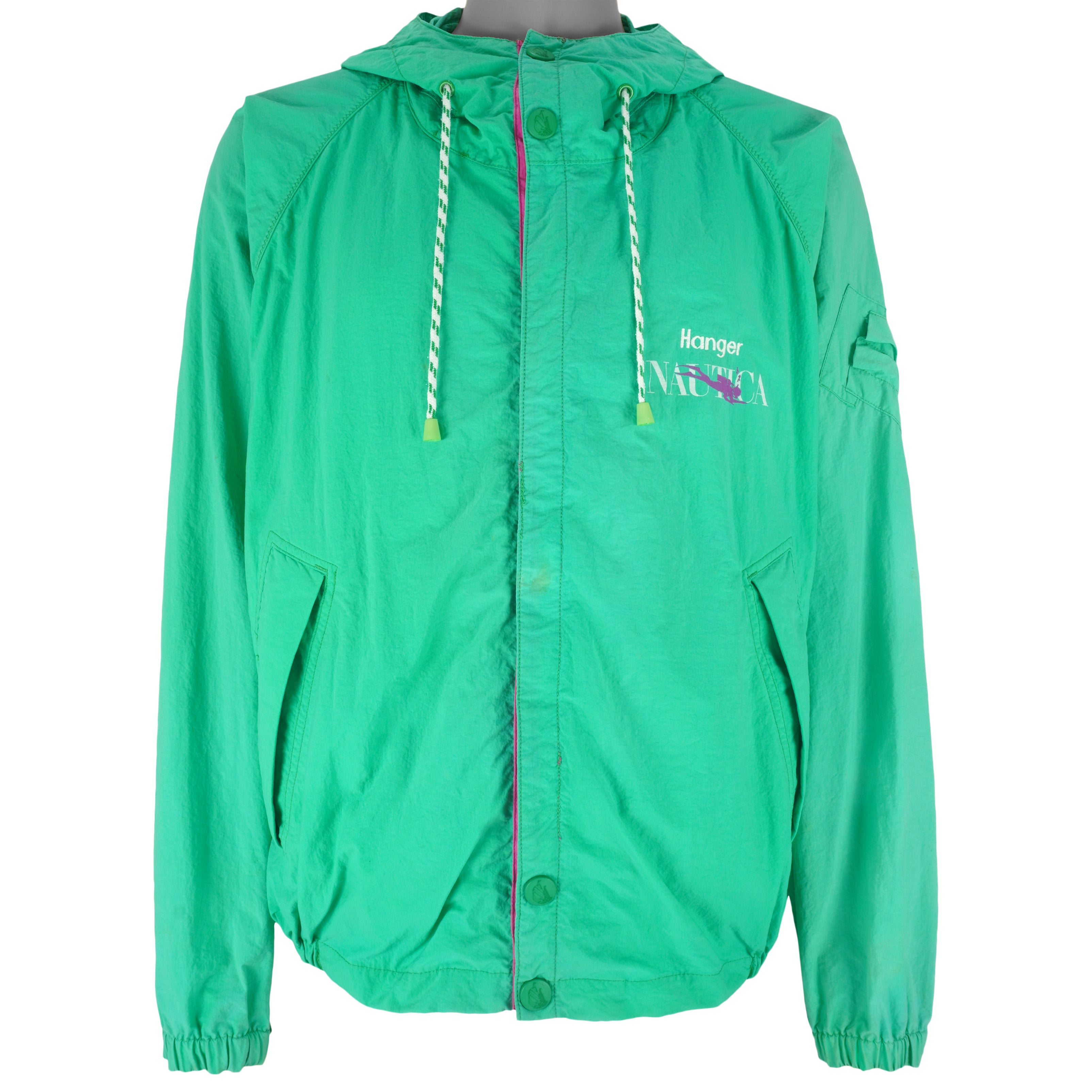 Nautica - Green Scuba Hooded Windbreaker 1990s X-Large Vintage Retro