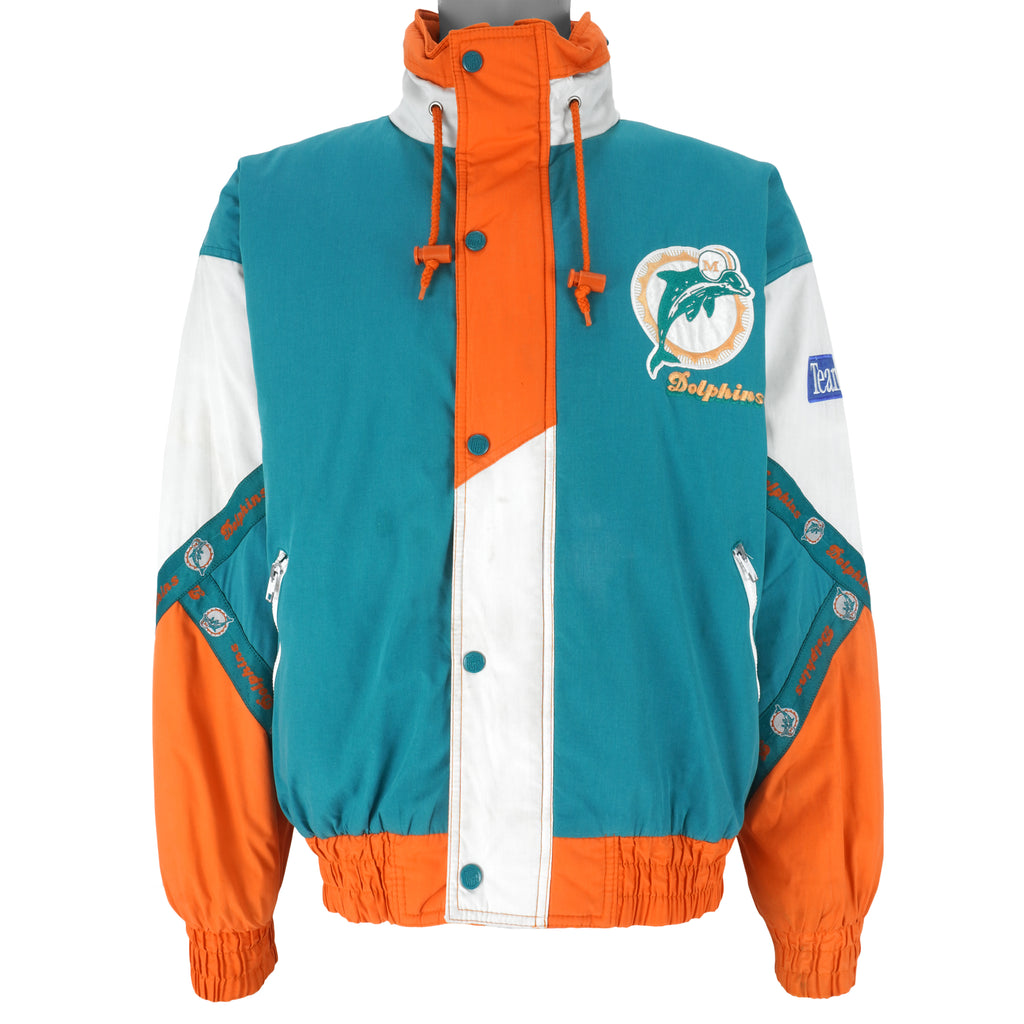 NFL (Pro Player) - Miami Dolphins Zip & Button-Up Jacket 1990s Large Vintage Retro Retro Football