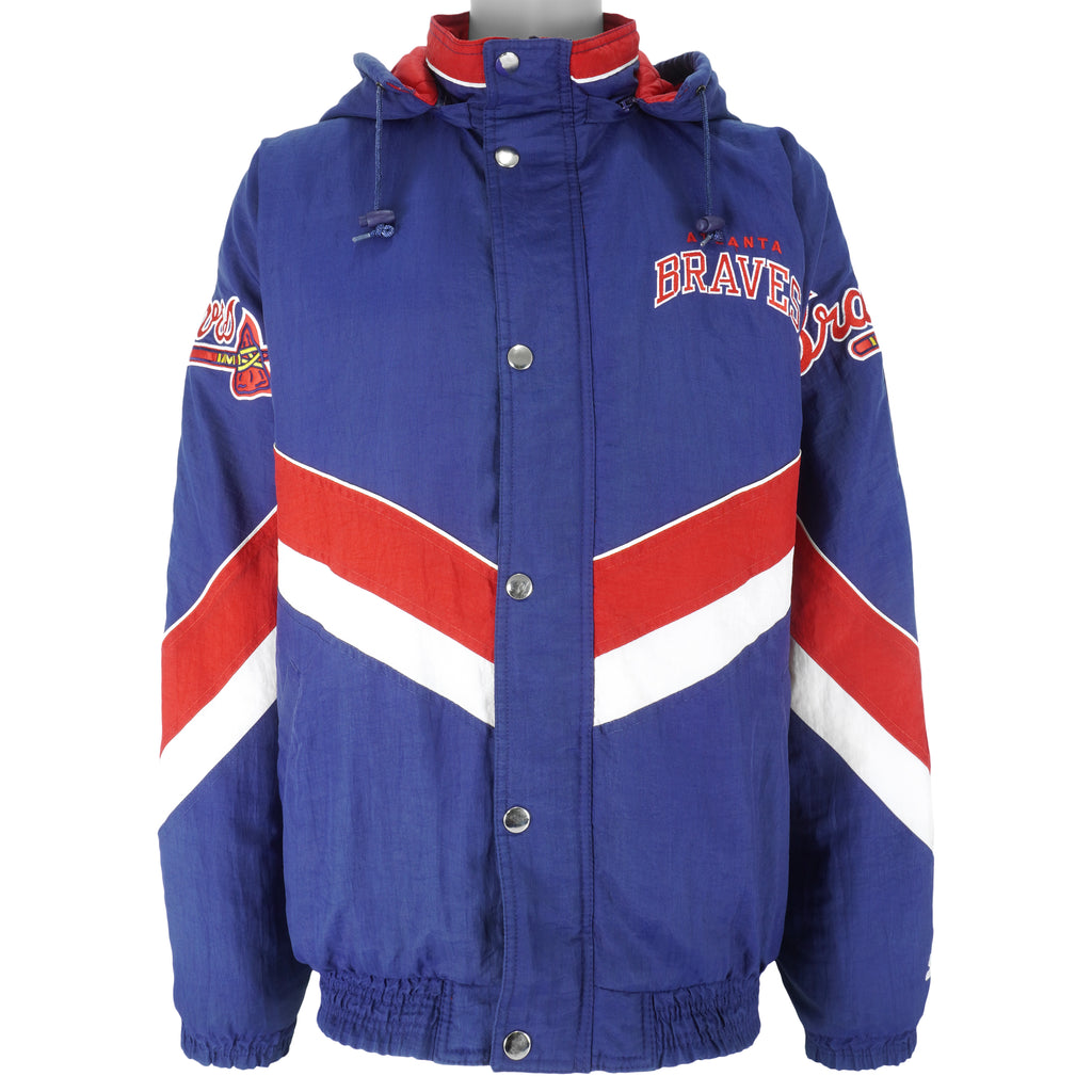 Starter - Atlanta Braves Hooded Jacket 1990s X-Large Vintage Retro Baseball