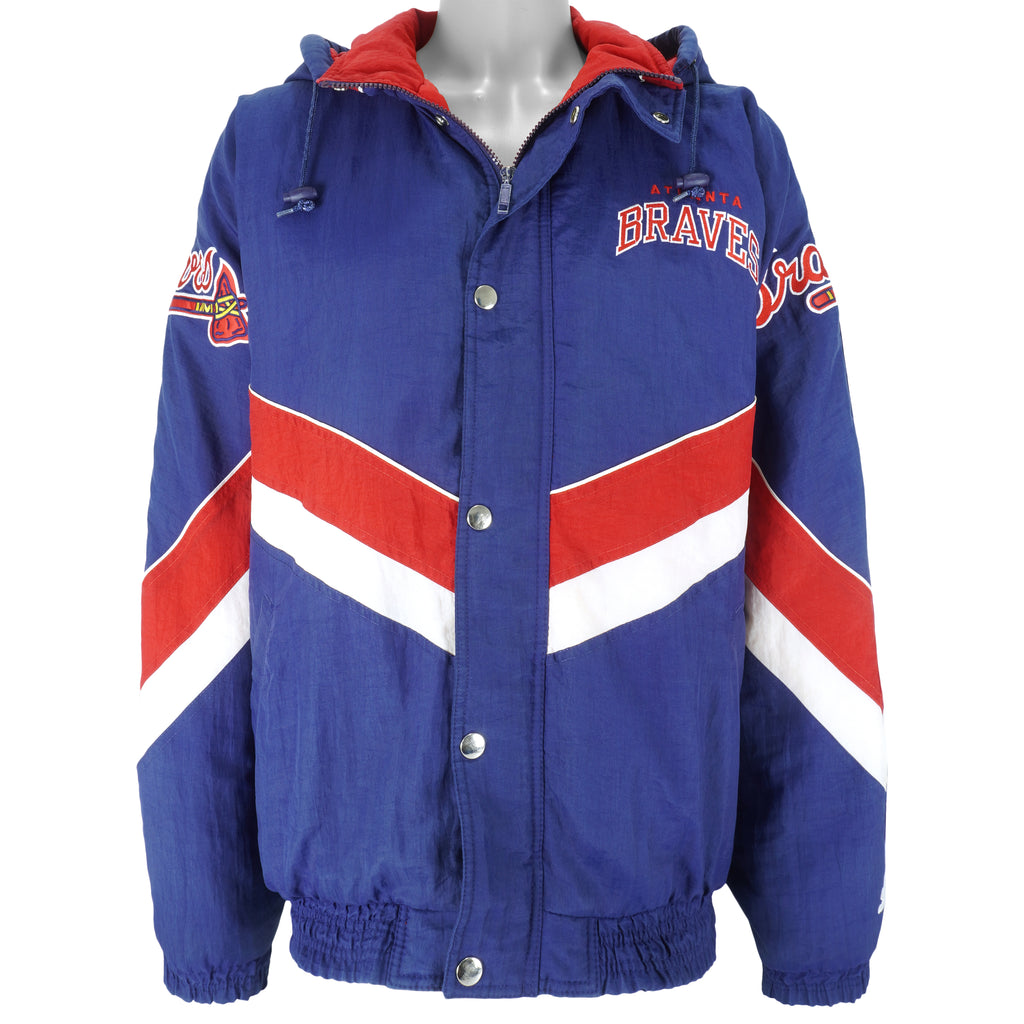 Starter - Atlanta Braves Hooded Jacket 1990s X-Large Vintage Retro Baseball