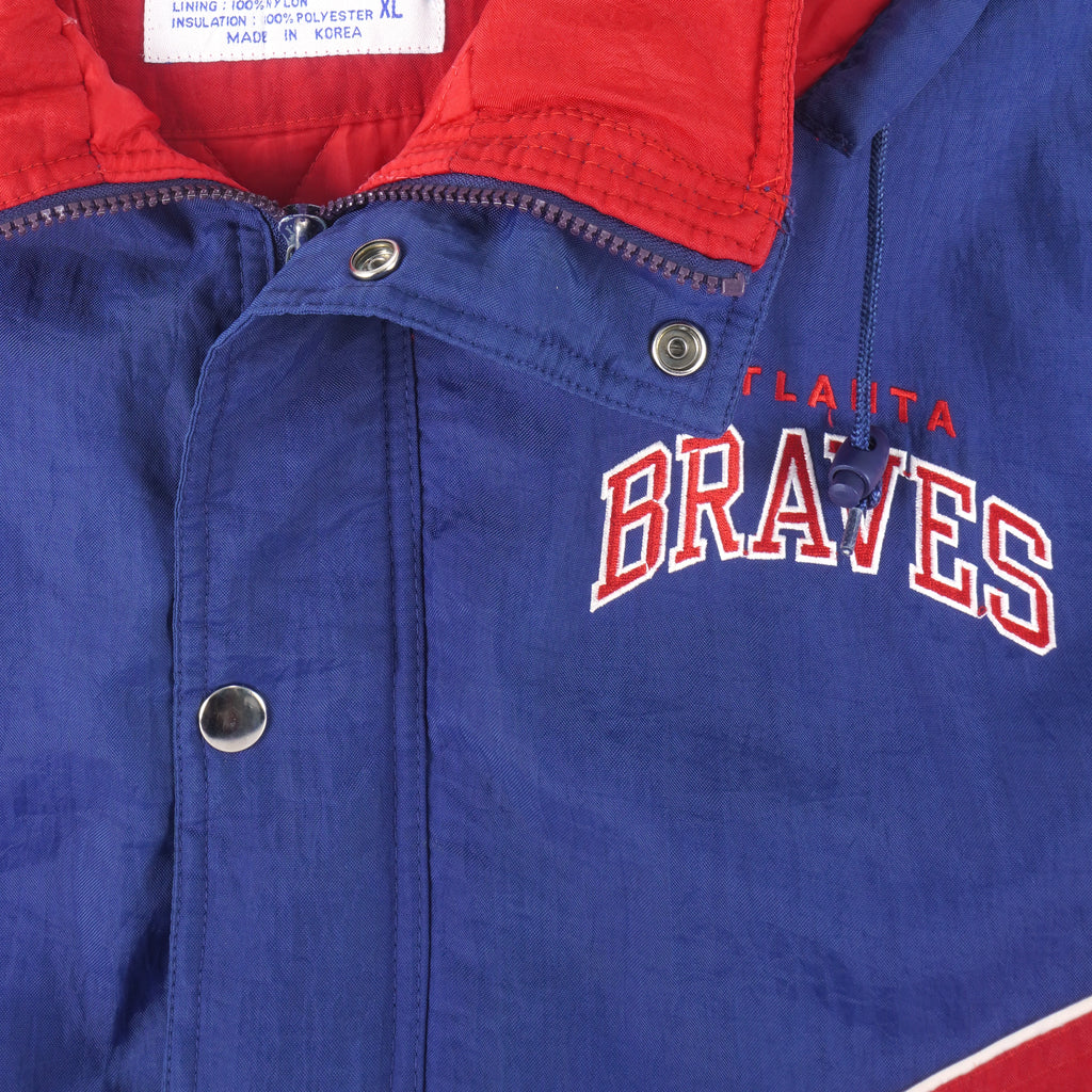 Vintage 1980s Atlanta Braves Satin Bomber Starter Jacket Spell Out - XXL