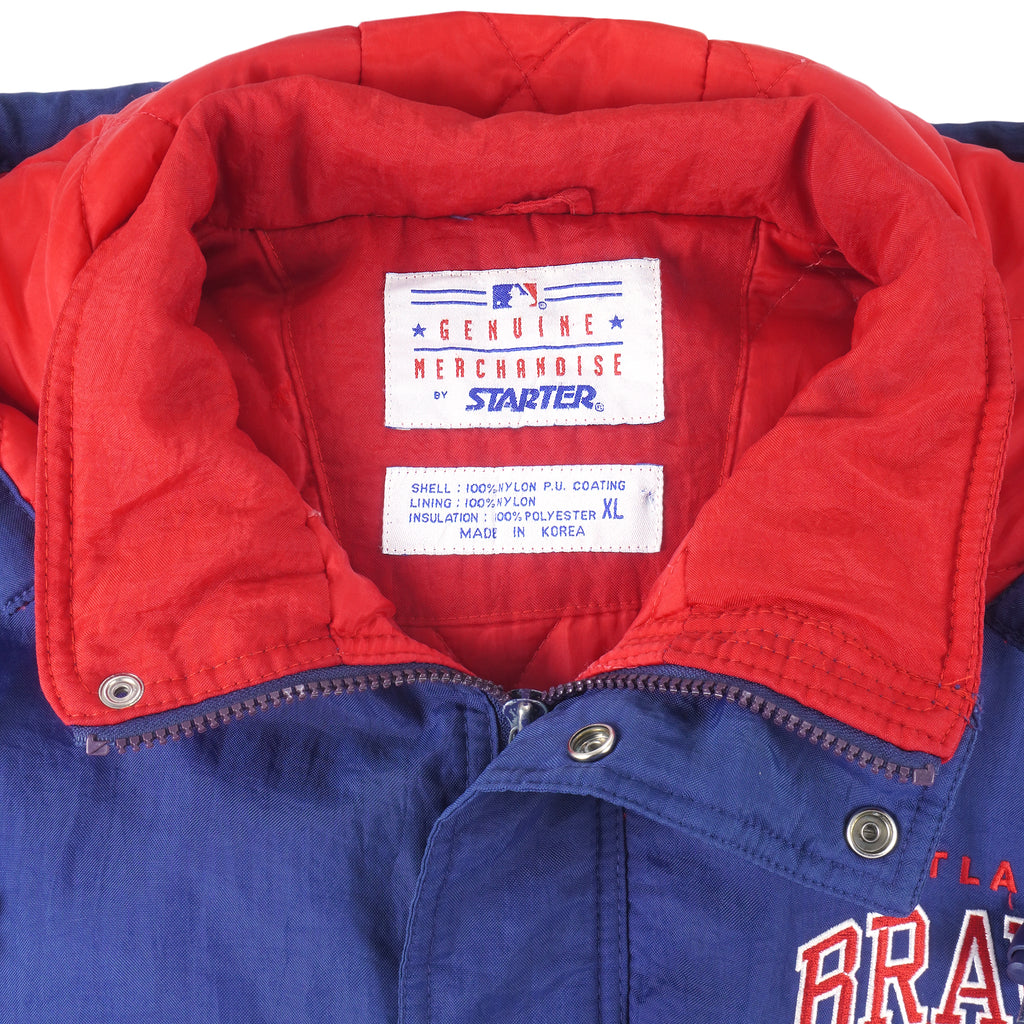 Starter - Atlanta Braves Hooded Jacket 1990s X-Large Vintage Retro Baseball