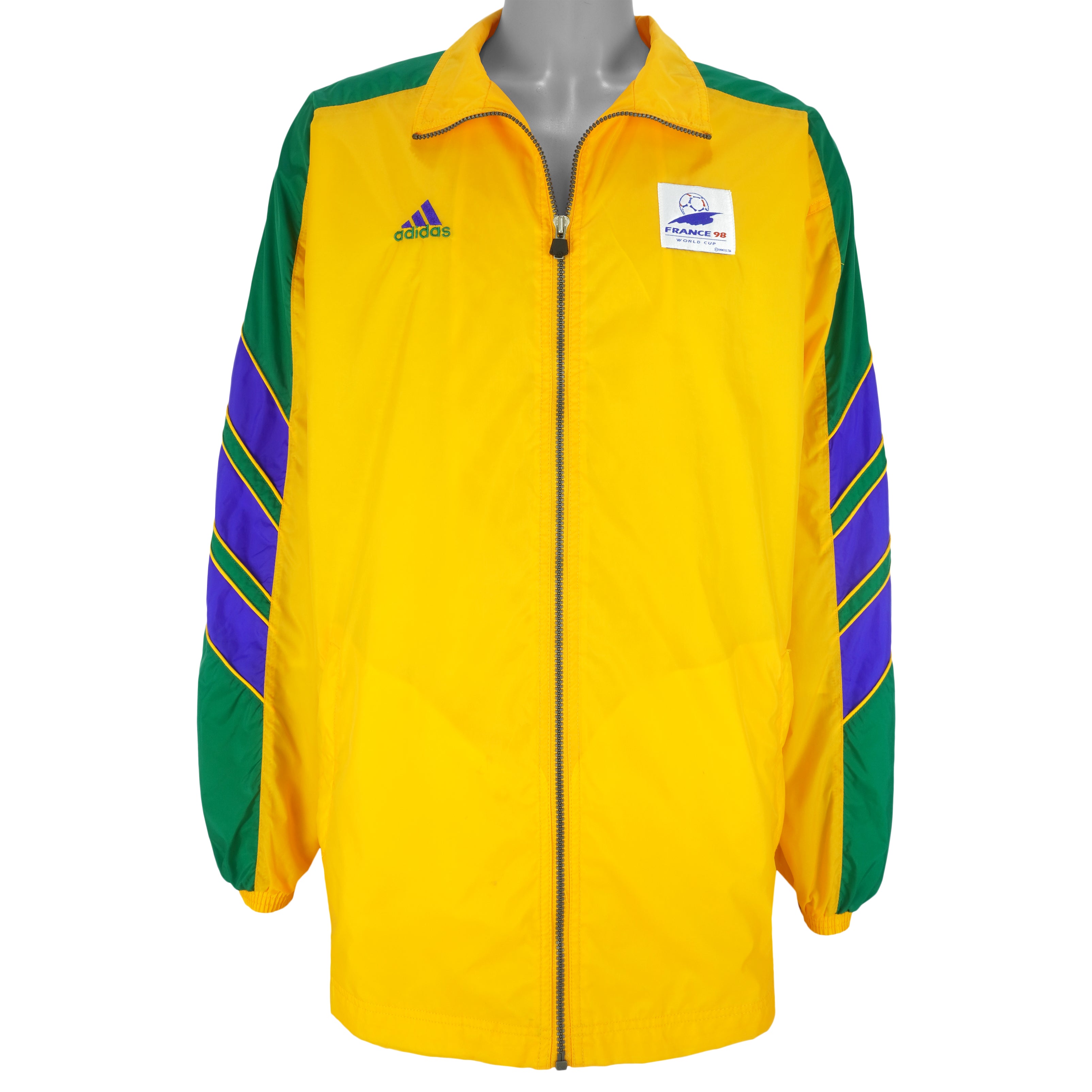 Adidas - Yellow France World Cup 98 Jacket 1998 Large Vintage Retro