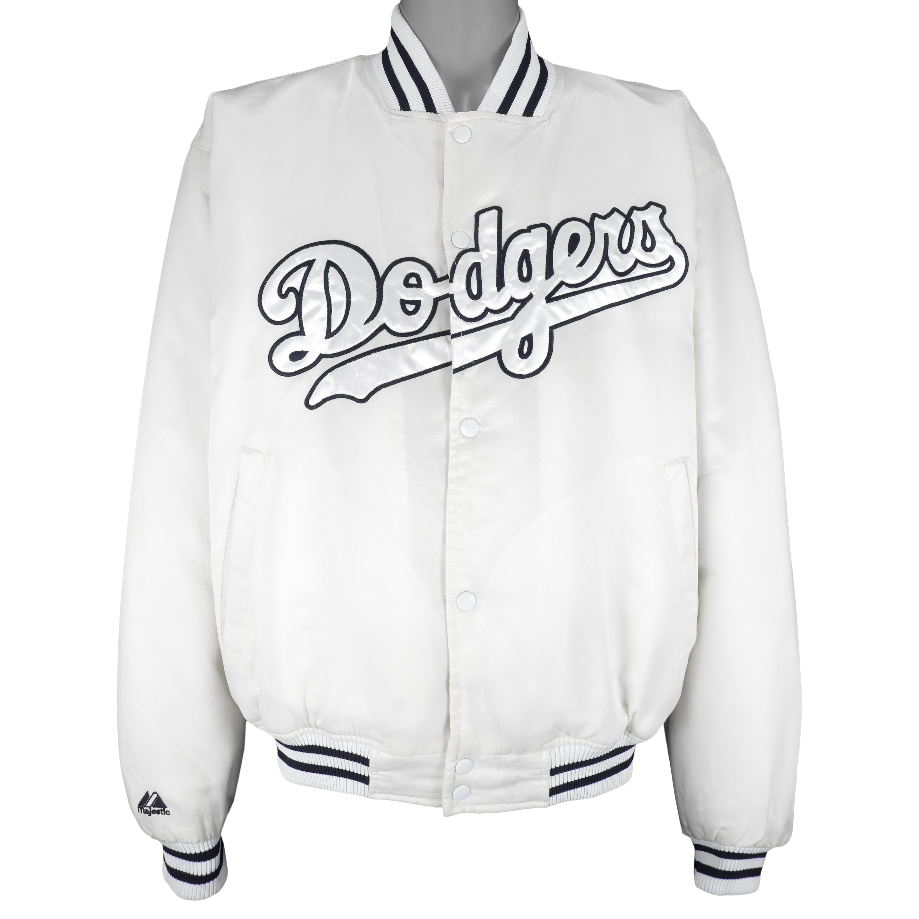 MLB (Majestic) - LA Dodgers Embroidered Satin Jacket 1990s Large
