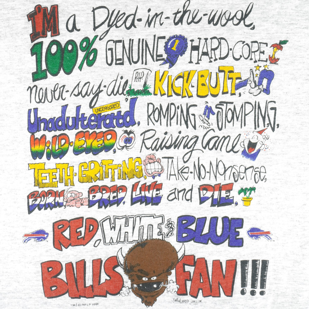 NFL (Unbalanced) - Buffalo Bills Fan T-Shirt 1991 X-Large Vintage Retro Football