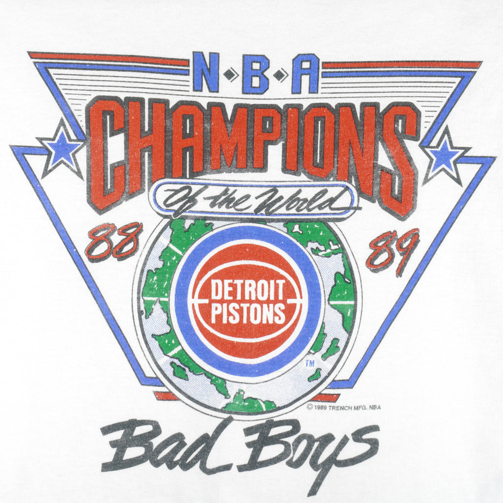 NBA - Detroit Pistons Champions Of The World T-Shirt 1989 X-Large Vintage Retro Basketball