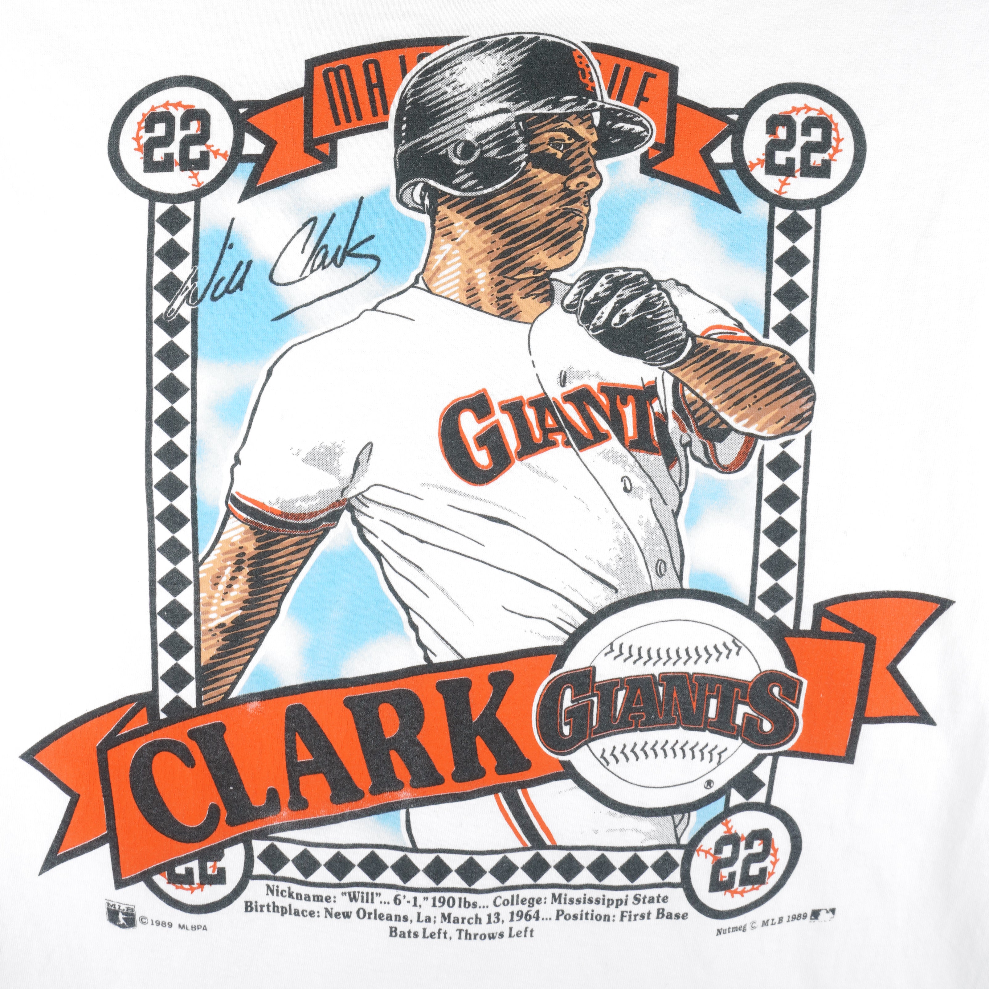 Vintage MLB (Nutmeg) - San Francisco Giants Will Clark T-Shirt 1989 Large