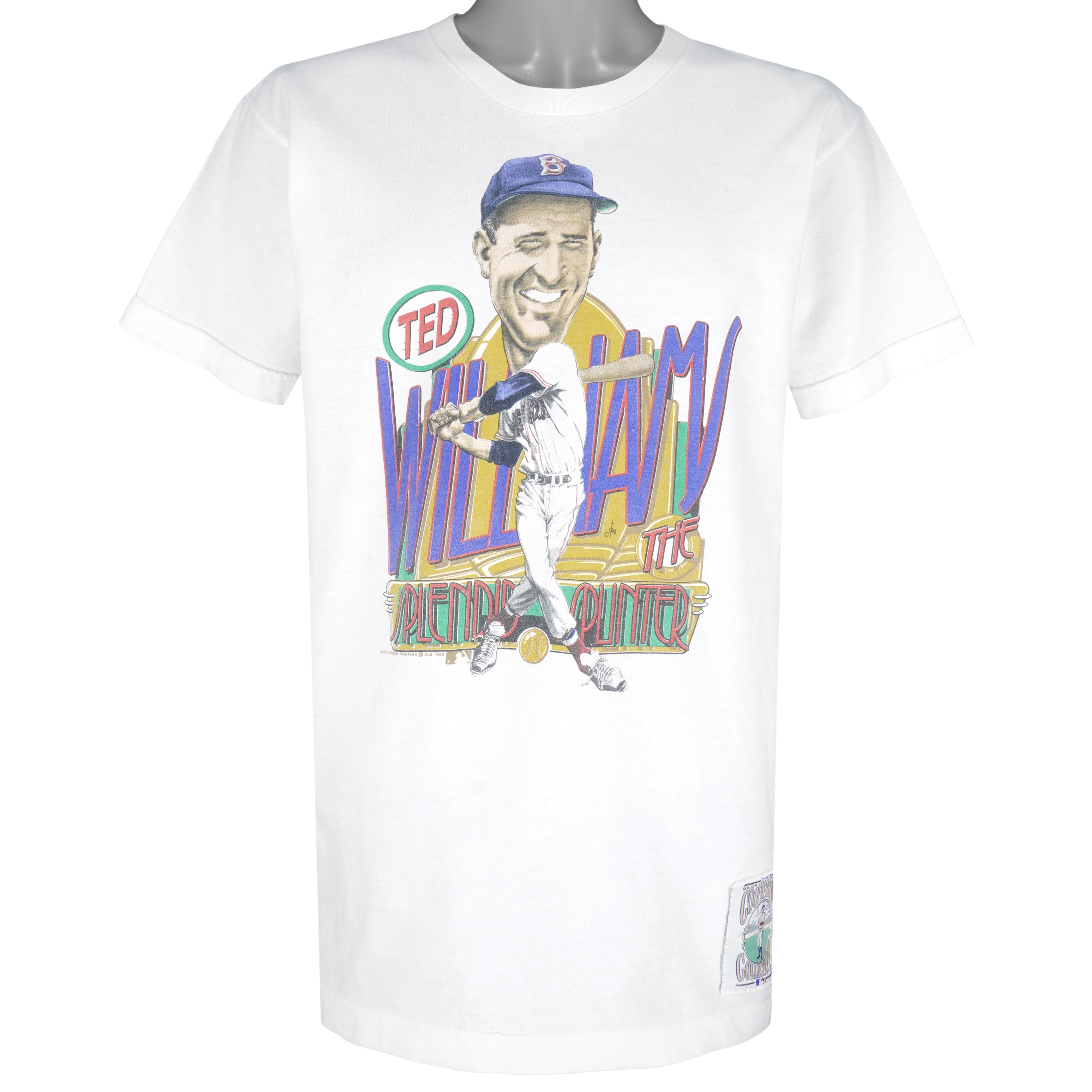 Vintage MLB (Salem) - Boston Red Sox Ted Williams Caricature T-Shirt 1989 Large