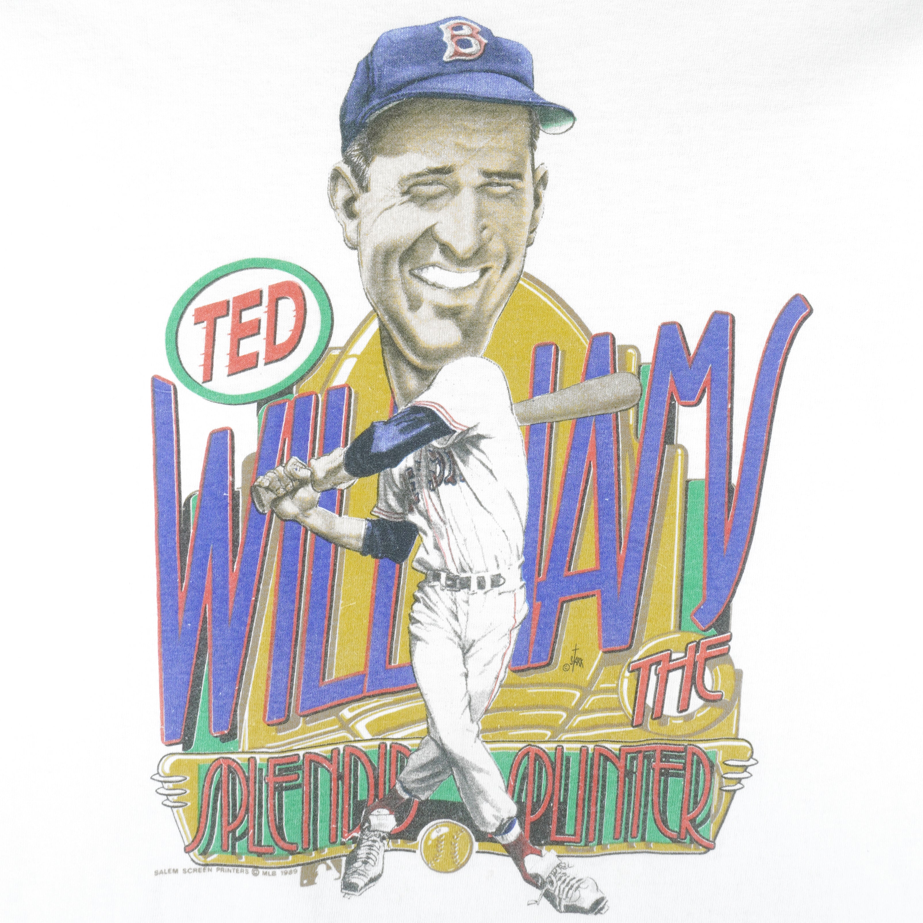 Vintage MLB (Salem) - Boston Red Sox Ted Williams Caricature T-Shirt 1989 Large