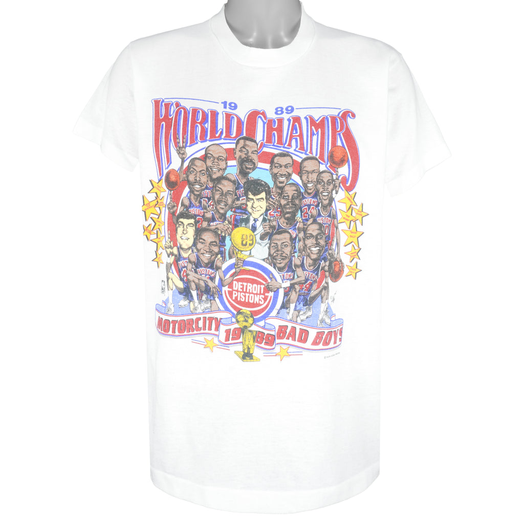 NBA - Detroit Pistons Caricature World Champions T-Shirt 1989 X-Large Vintage Retro Basketball