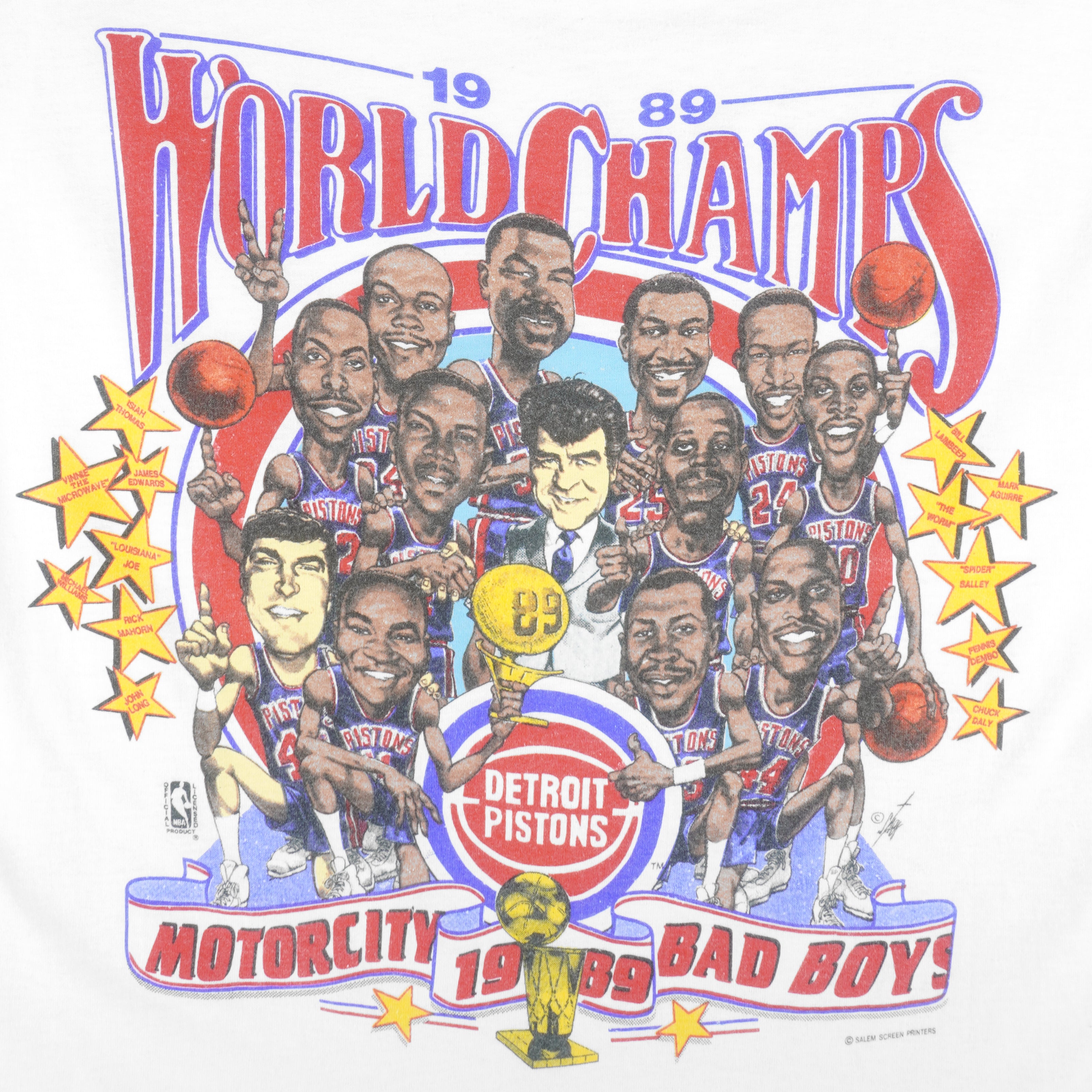 Rare Vintage NBA Finals 1989 Caricature 2side 80's t-shirt NBA