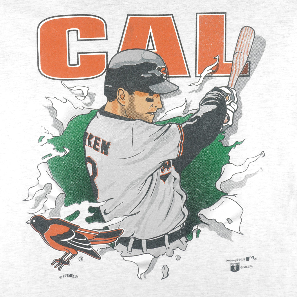 MLB (Nutmeg) - Baltimore Orioles Cal Ripken Jr. Breakout T-Shirt 1990s X-Large Vintage Retro Baseball