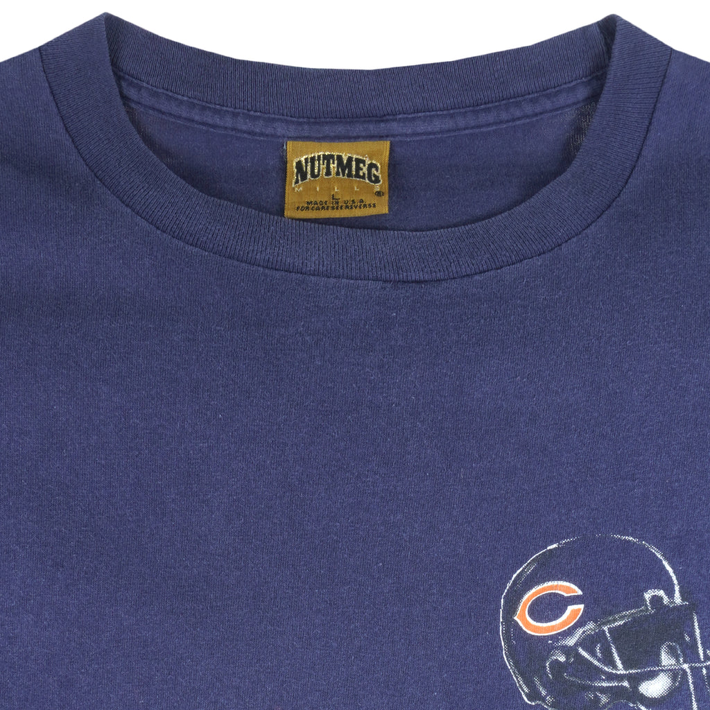 NFL (Nutmeg) - Blue Chicago Bears Big Logo T-Shirt 1993 Large Vintage Retro Football