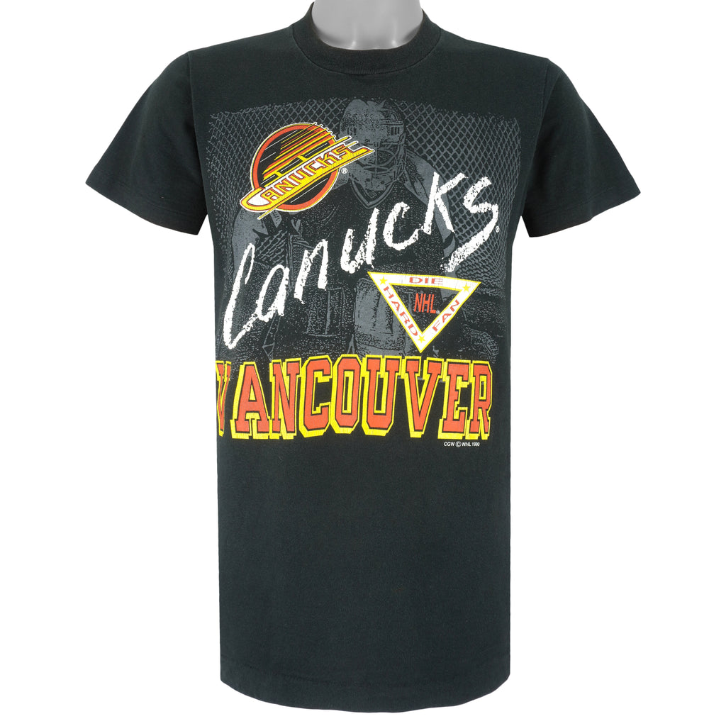 NHL - Vancouver Canucks Big Logo T-Shirt 1990 Medium Vintage Retro Hockey