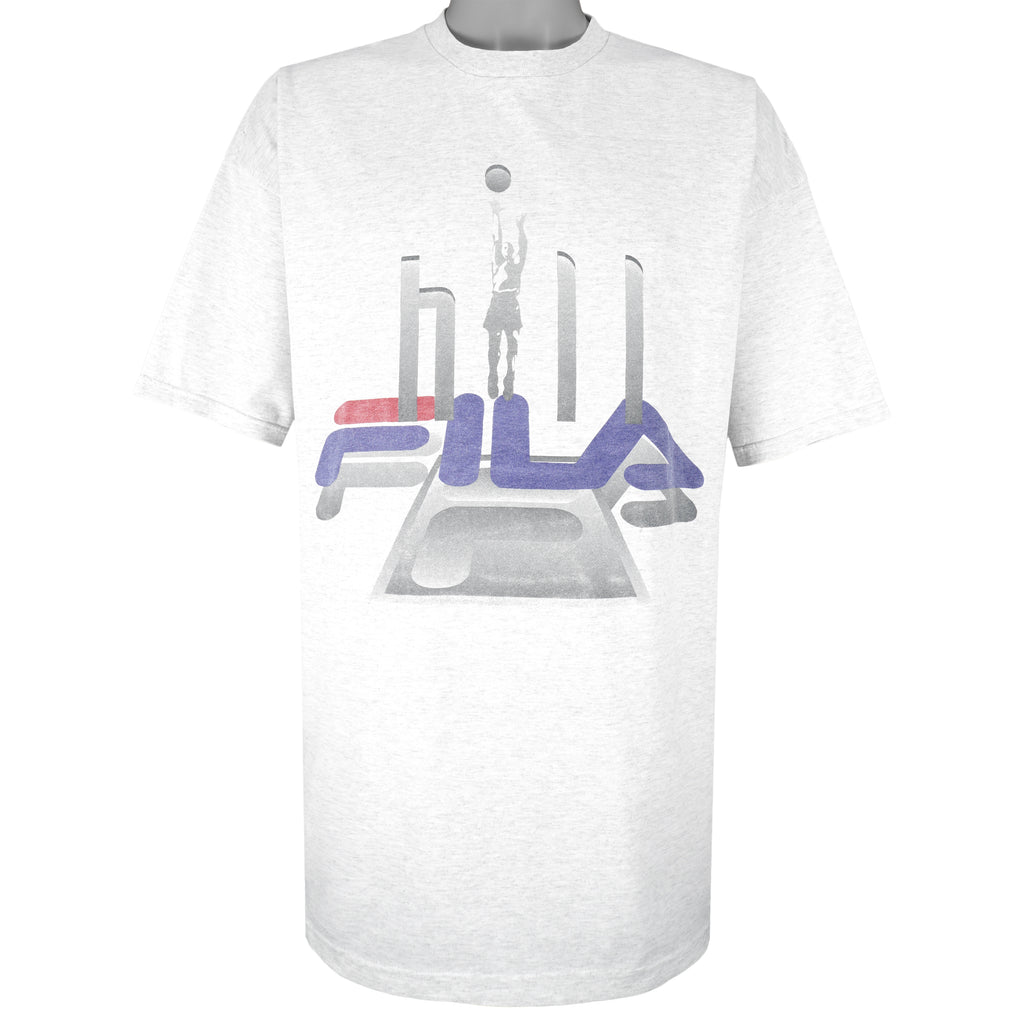 FILA - Grey Basketball T-Shirt 1990s XX-Large Vintage Retro Basketball