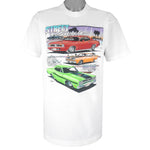 Vintage - White Plymouth Street Muscle Car T-Shirt 1990s Large Vintage Retro