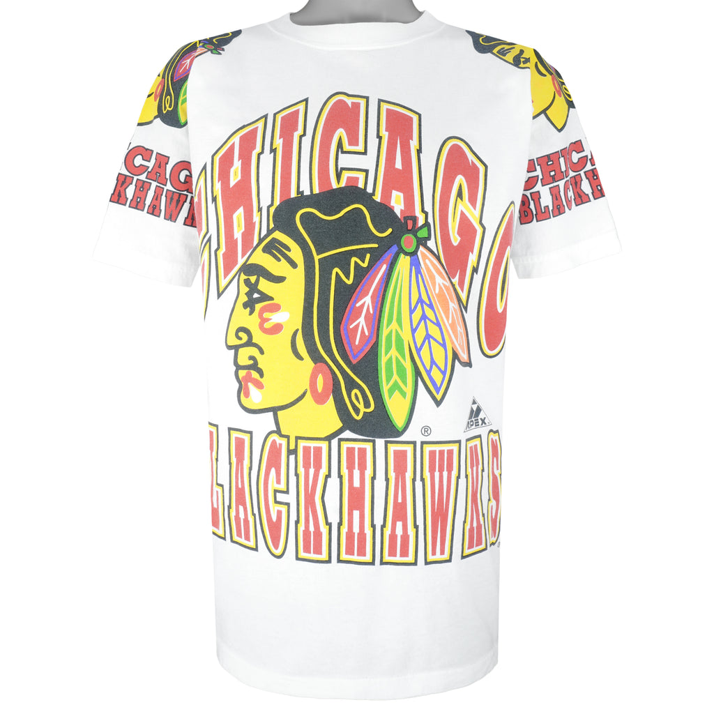 NHL (Apex One) - Chicago Blackhawks Big Logo T-Shirt 1990s Large Vintage Retro Hockey