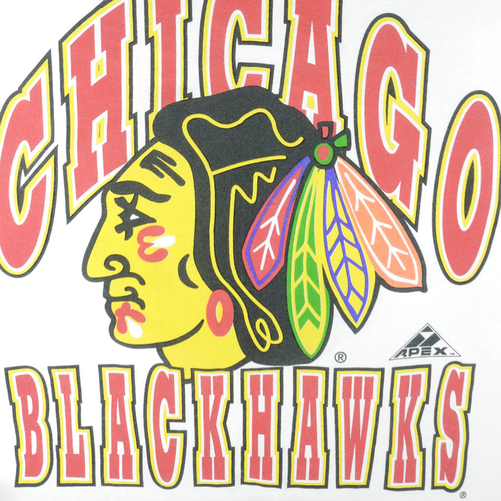 NHL (Apex One) - Chicago Blackhawks Big Logo T-Shirt 1990s Large Vintage Retro Hockey