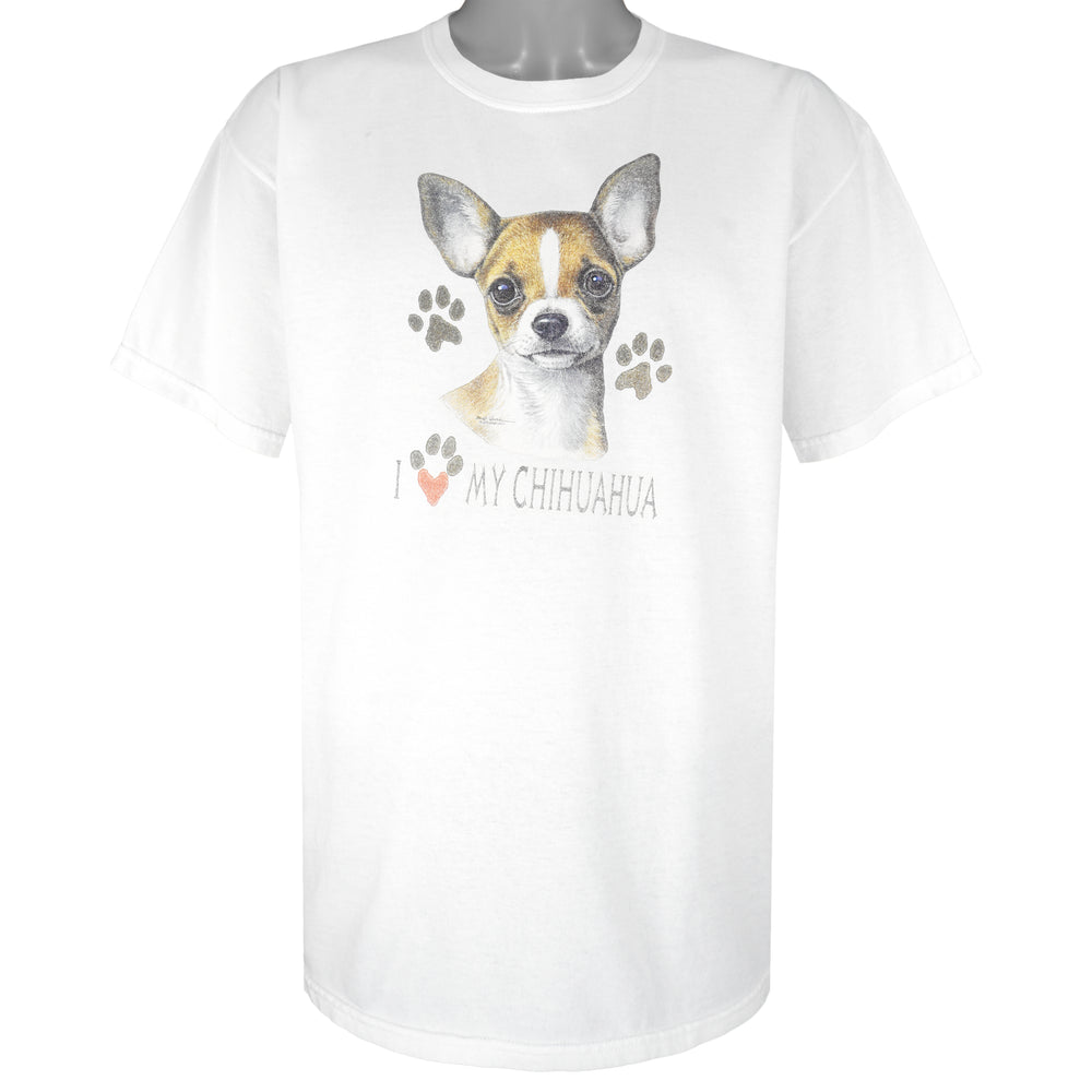 Vintage (Gildan) - I Love Chihuahua T-Shirt 1990s Large Vintage Retro