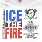 NHL (Trench) - Mighty Ducks & Kings T-Shirt 1993 Large Vintage Retro Hockey