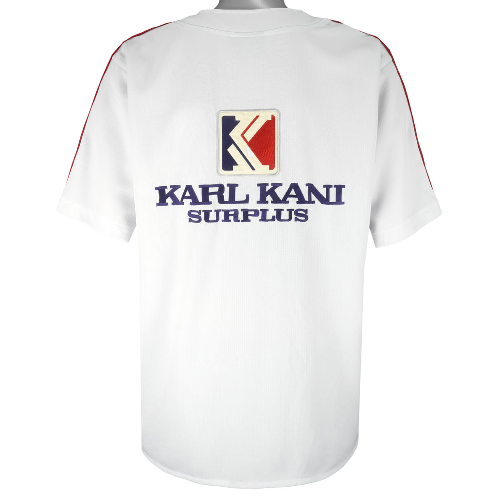 Karl Kani - White Surplus Embroidered T-Shirt 1990s Large Vintage Retro