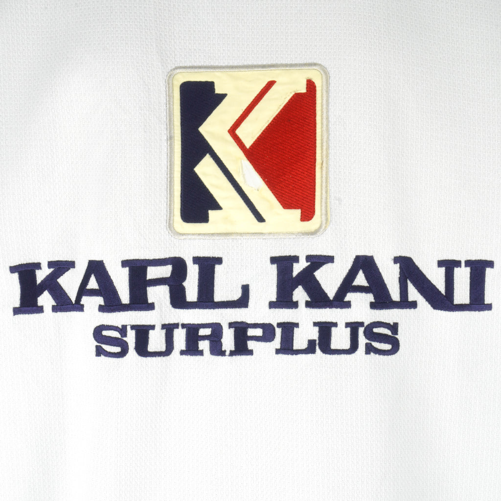 Karl Kani - White Surplus Embroidered T-Shirt 1990s Large Vintage Retro