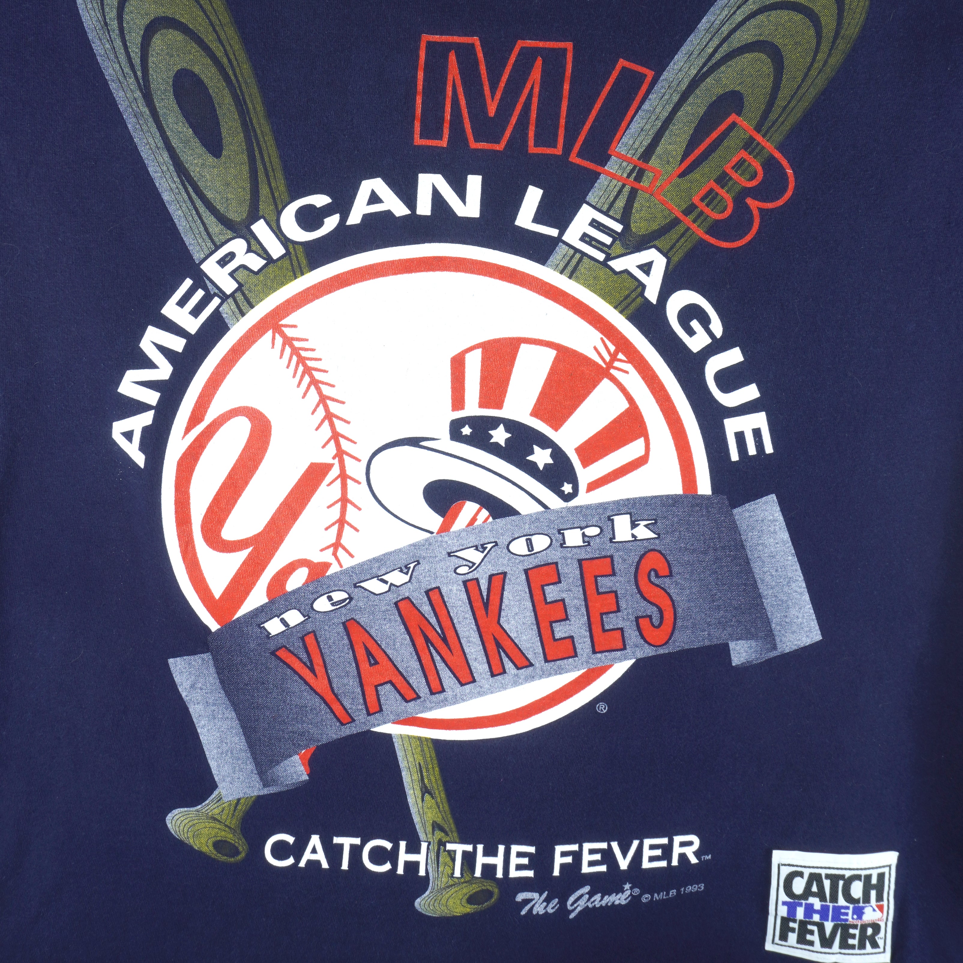 MLB (The Game) - NY Yankees Catch The Fever T-Shirt 1993 Large Vintage Retro Baseball