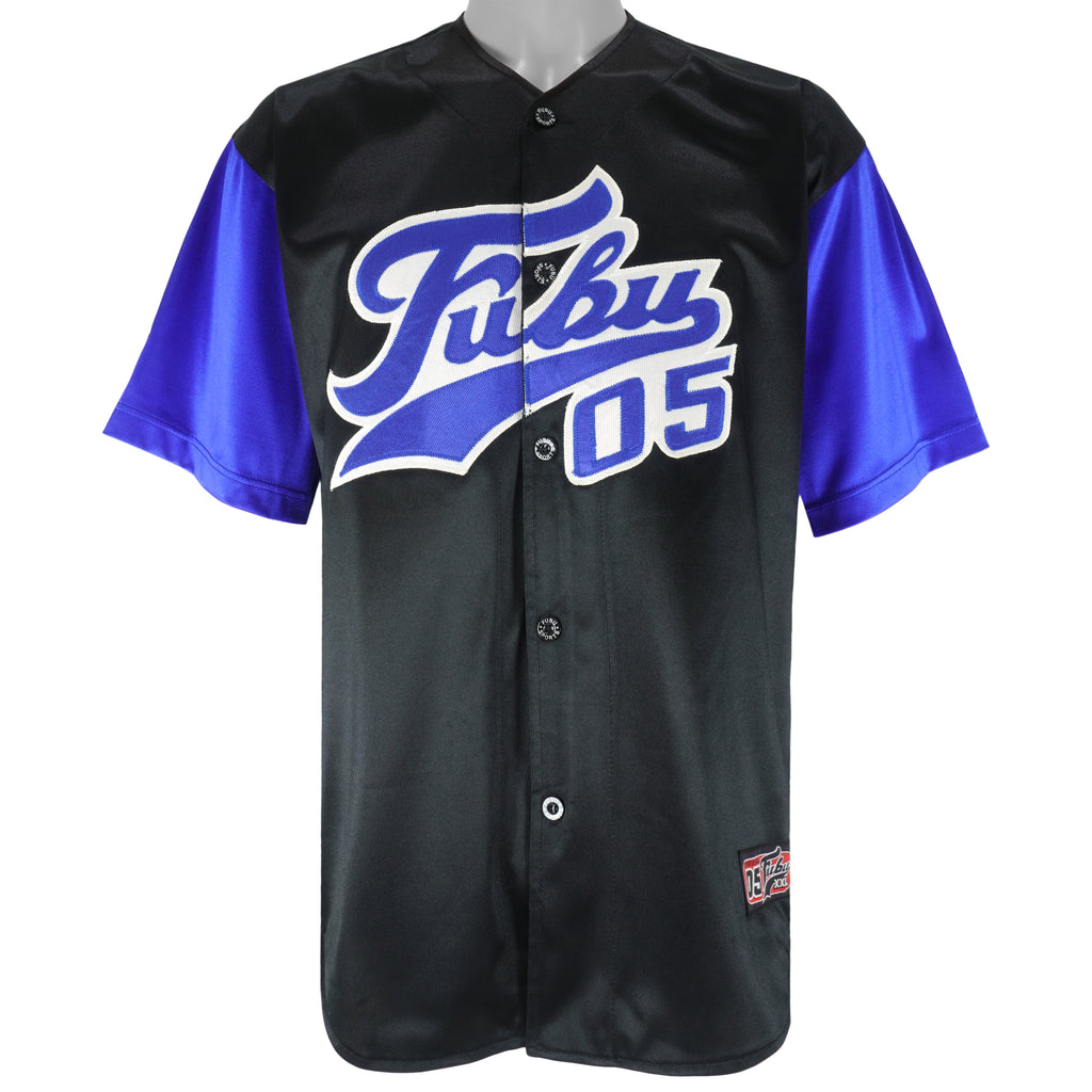 FUBU - Black & Blue 05 Jersey T-Shirt 1990s Large Vintage Retro