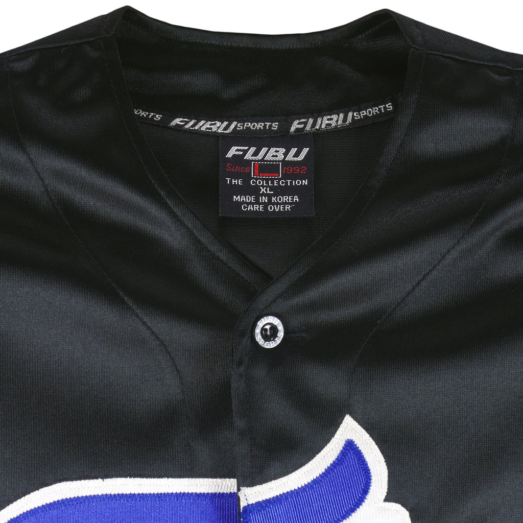 FUBU - Black & Blue 05 Jersey T-Shirt 1990s Large Vintage Retro