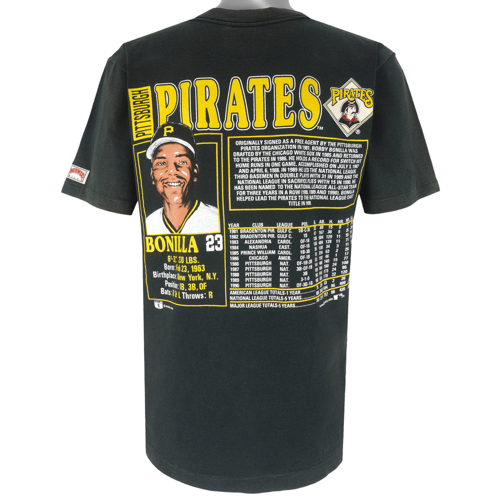 MLB (Nutmeg) - Pittsburgh Pirates Bobby Bonilla T-Shirt 1991 Large Vintage Retro Baseball