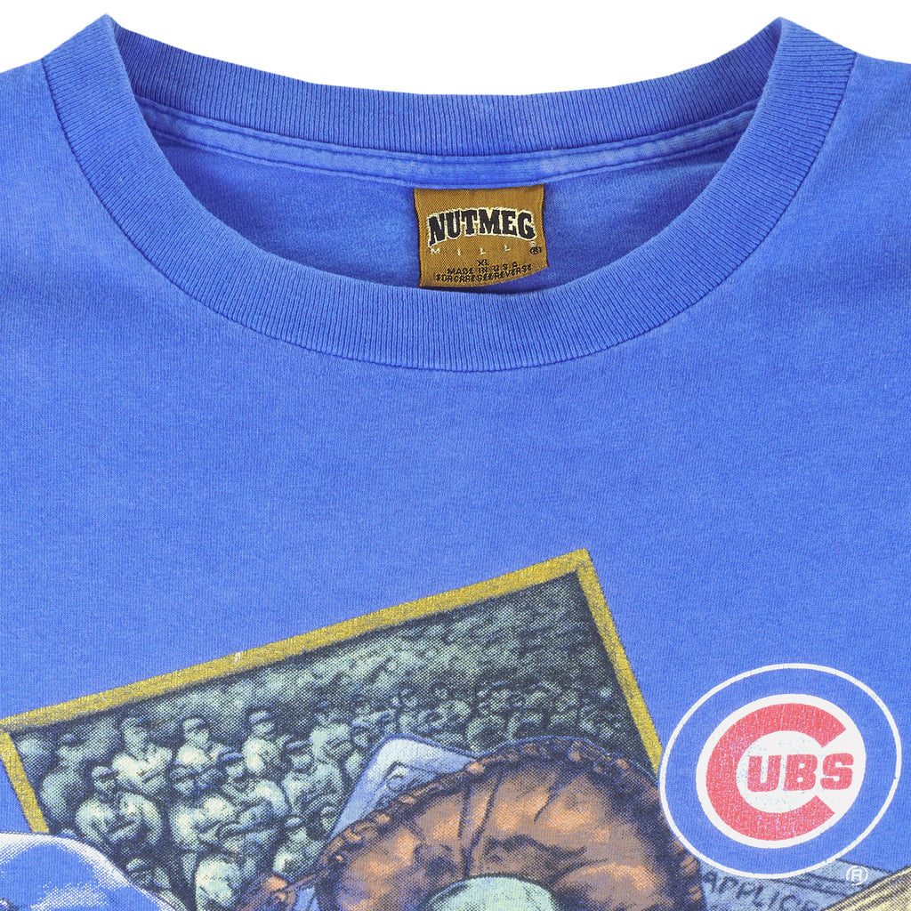 MLB (Nutmeg) - Blue Chicago Cubs T-Shirt 1990s X-Large Vintage Retro Baseball