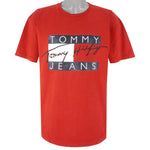 Tommy Hilfiger - Red Tommy Jeans T-Shirt 1990s X-Large Vintage Retro