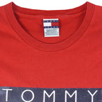 Tommy Hilfiger - Red Tommy Jeans T-Shirt 1990s X-Large Vintage Retro