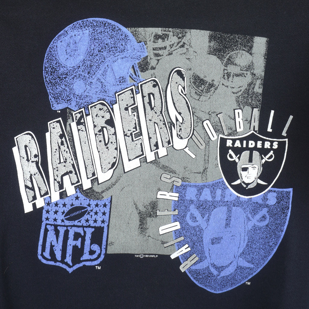 NFL (Logo 7) - Los Angeles Raiders Crew Neck Sweatshirt 1991 Large Vintage Retro Football