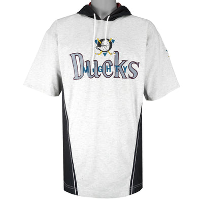 NHL (M Donut) - Mighty Ducks Embroidered Hooded T-Shirt 1990s X-Large