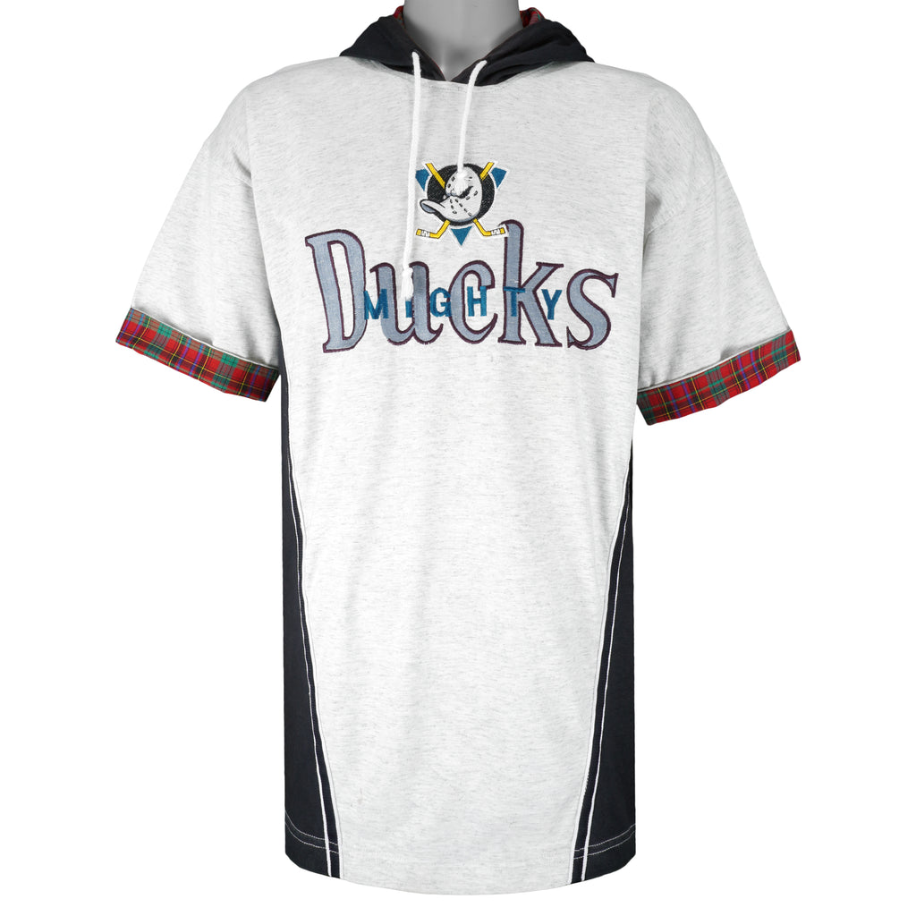 NHL (M Donut) - Mighty Ducks Hooded T-Shirt 1990s X-Large Vintage Retro Hockey