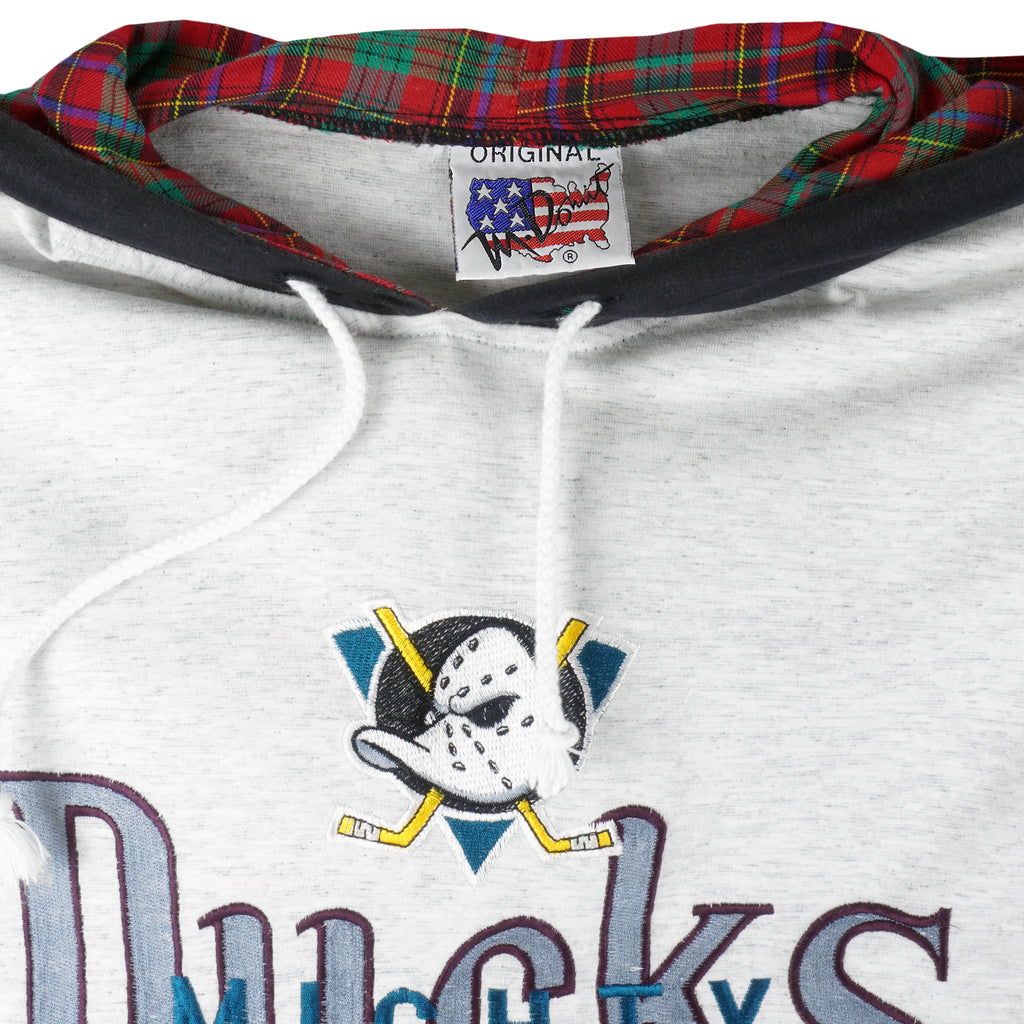 NHL (M Donut) - Mighty Ducks Hooded T-Shirt 1990s X-Large Vintage Retro Hockey